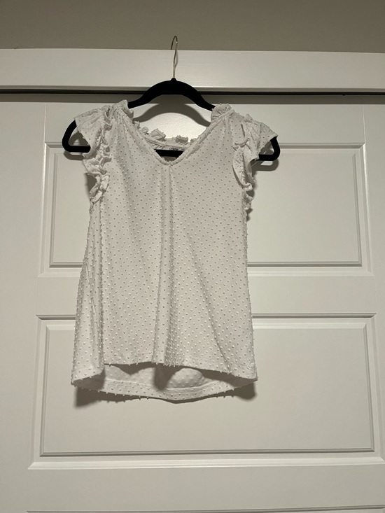 J. Crew Tops - J Crew White Swiss Dot Ruffle Sleeve Women's Top